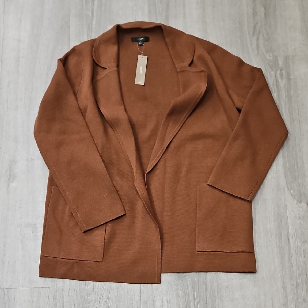 J. Crew Wool Blend Brown Knit Sweater Blazer